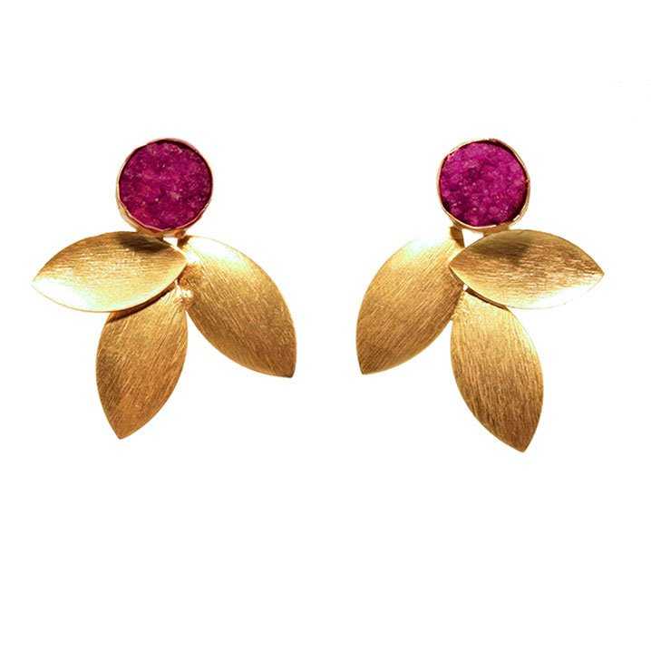 Pendientes Lino Drusa Fucsia