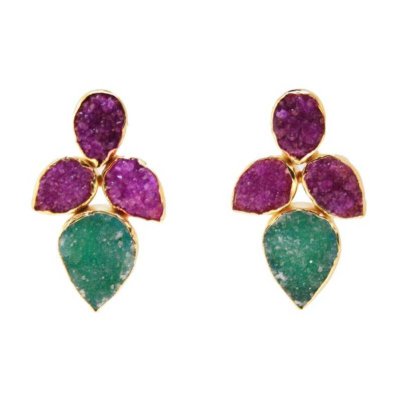 Pendientes Lirio Fucsia mo y Verde