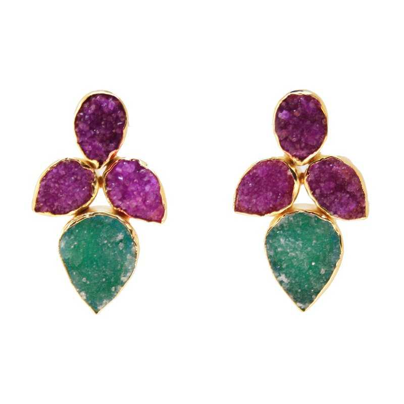 Pendientes Lirio Fucsia y Verde