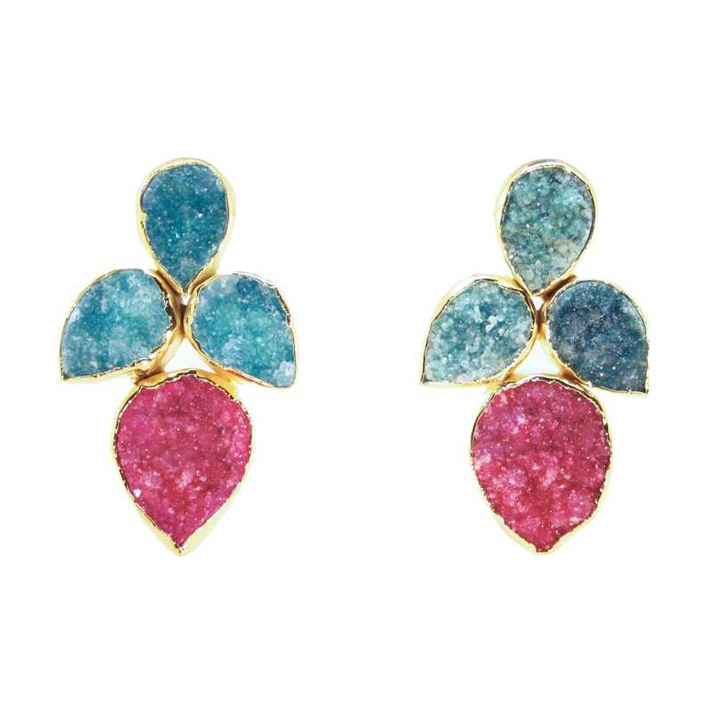 Pendientes Lirio Turquesa y Fucsia mo