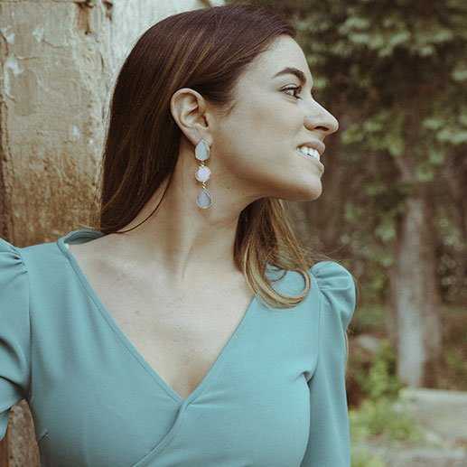 Pendientes Madame Morado. Fucsia y Morado