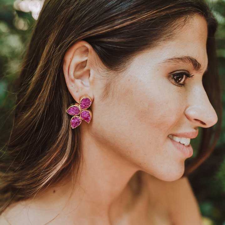 Pendientes Mairea Rosa cuarzo