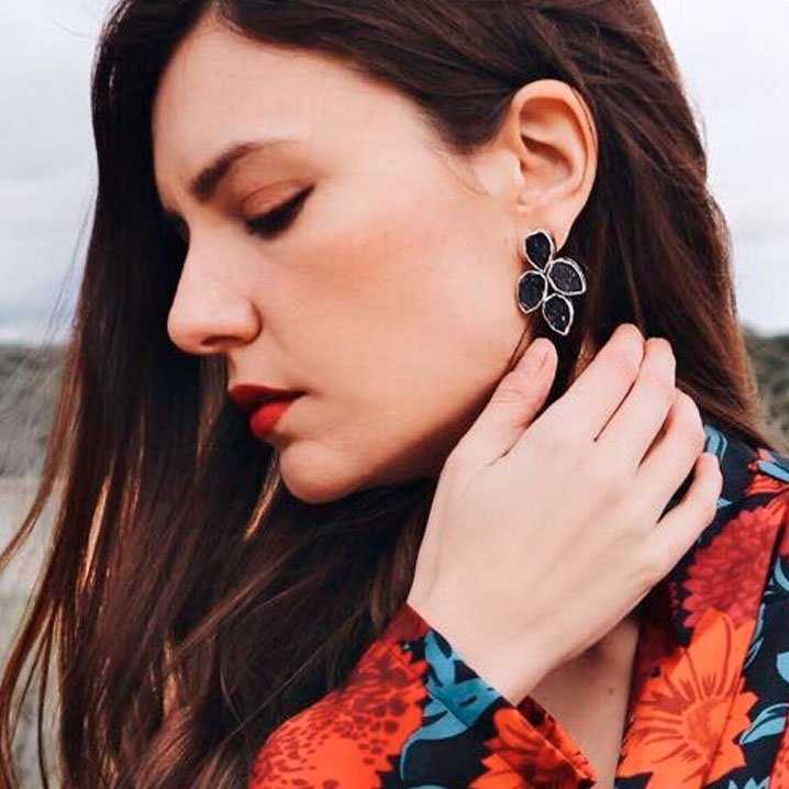 Pendientes Mairea Plata Negro