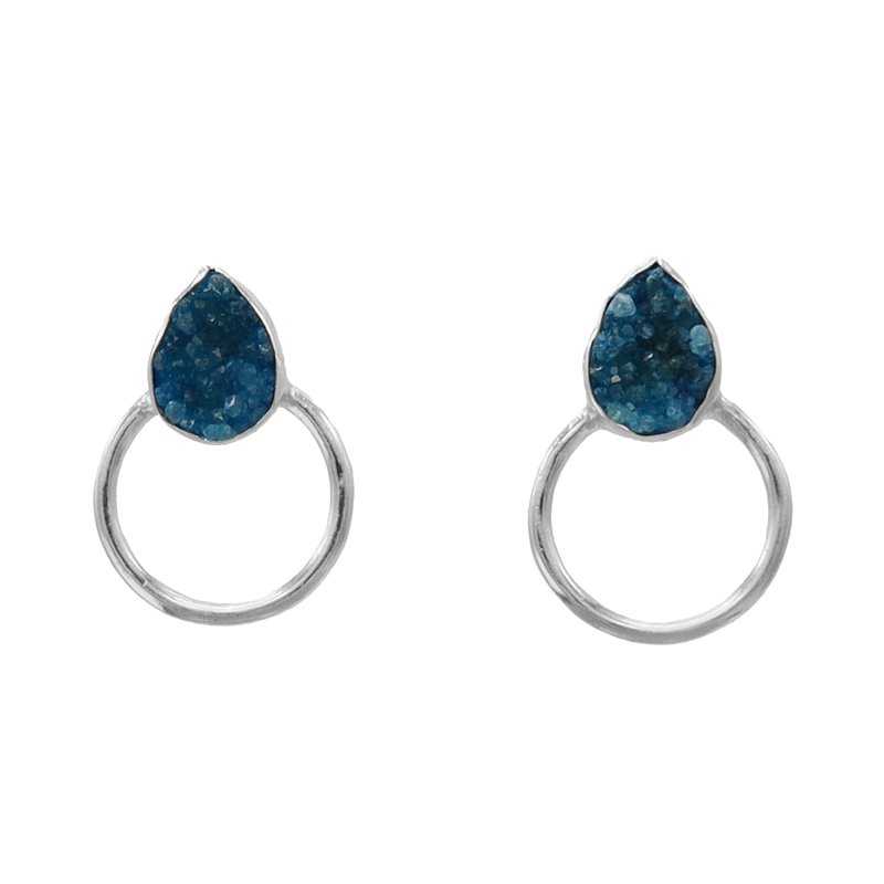 Pendientes Mini Diwa Plata Azul Turquesa