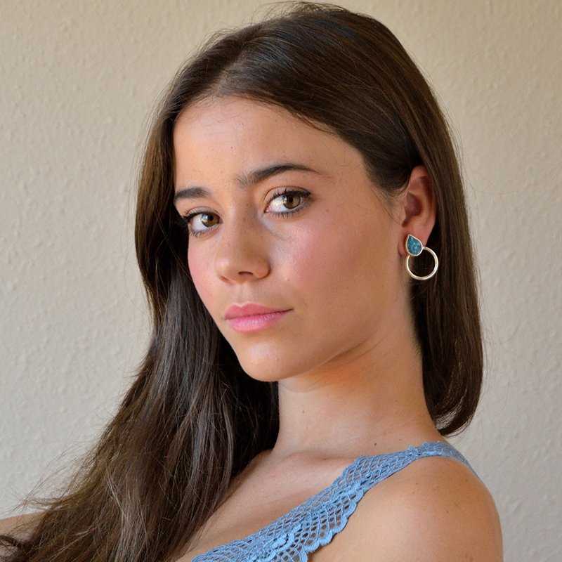 Pendientes Mini Diwa Plata Azul Turquesa