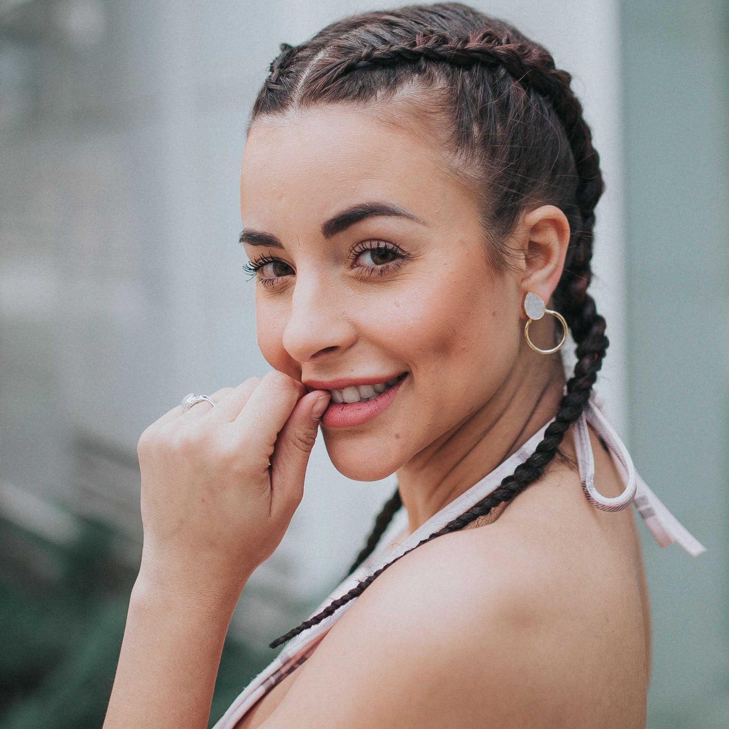 Pendientes Mini Diwa Plata Drusa Blanco