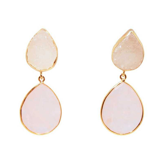 Pendientes Oasis Blanco y Rosa cuarzo