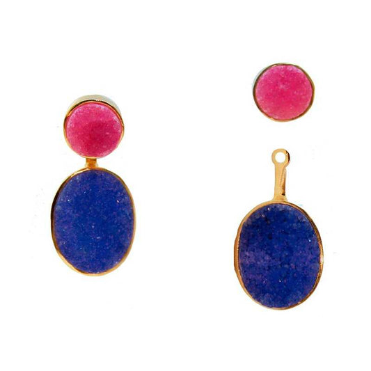 Pendientes Rupia Desmontable Fucsia mo y Azul
