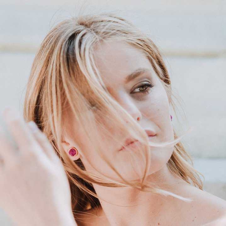 Pendientes Woman Plata Fucsia mo
