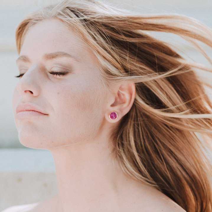 Pendientes Woman Plata Fucsia mo