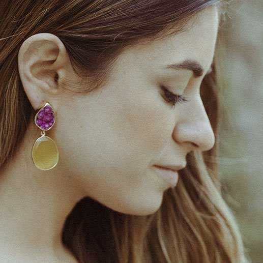 Pendientes Sabatini Fucsia y Mostaza