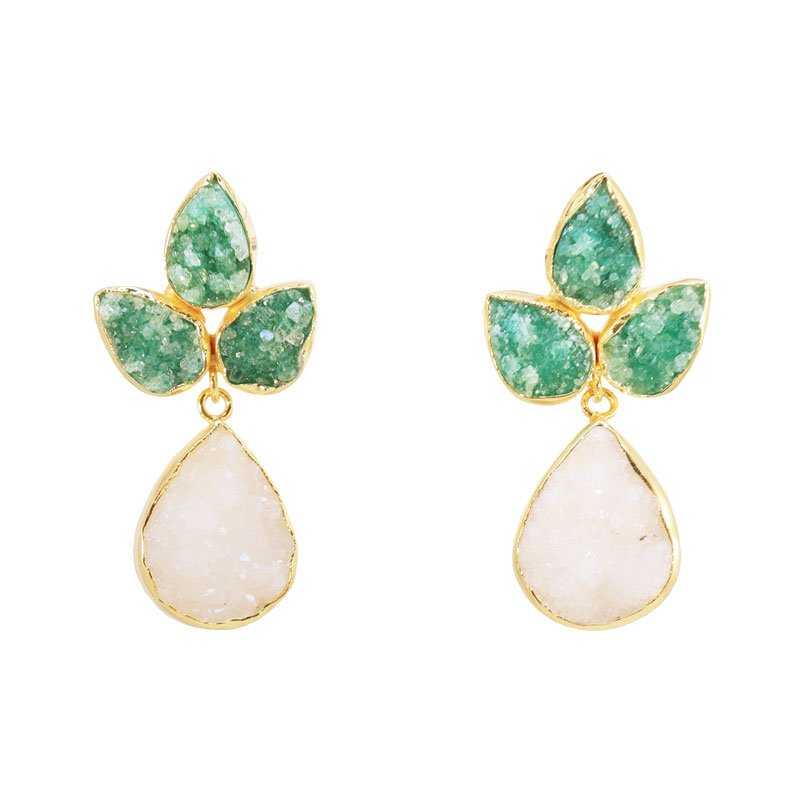 Pendientes Sauce Verde y Blanco