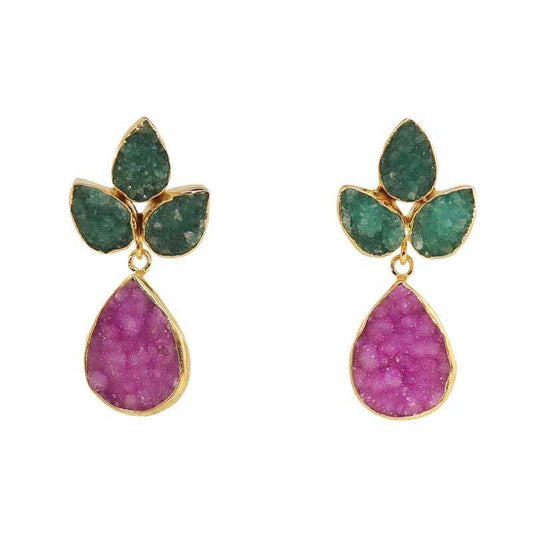 Pendientes Sauce Verde y Fucsia mo