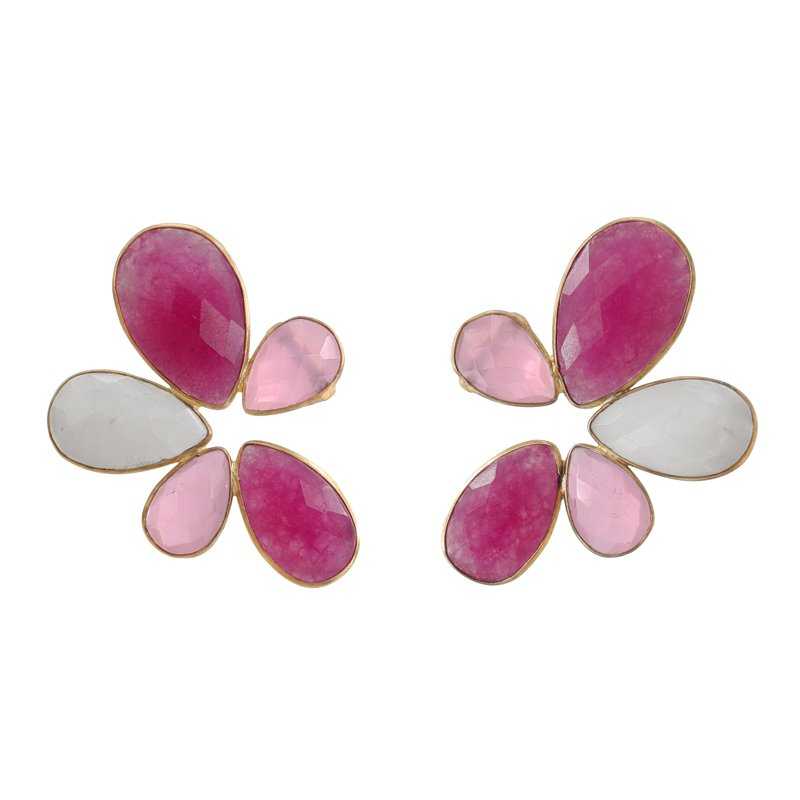 Pendientes Stonehenge Fucsia, Rosa claro y Piedra Lunar