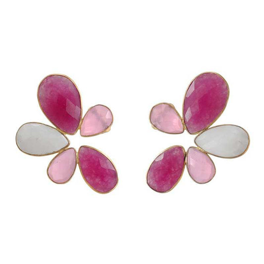 Pendientes Stonehenge Fucsia, Rosa claro y Piedra Lunar