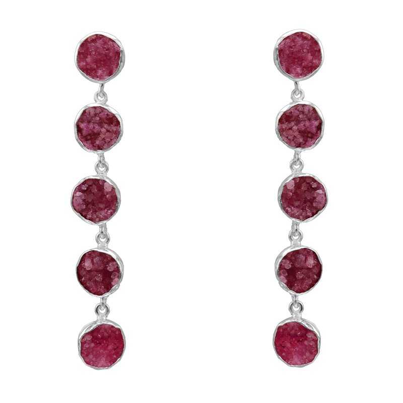 Pendientes Toledo Plata Burdeos Rosado