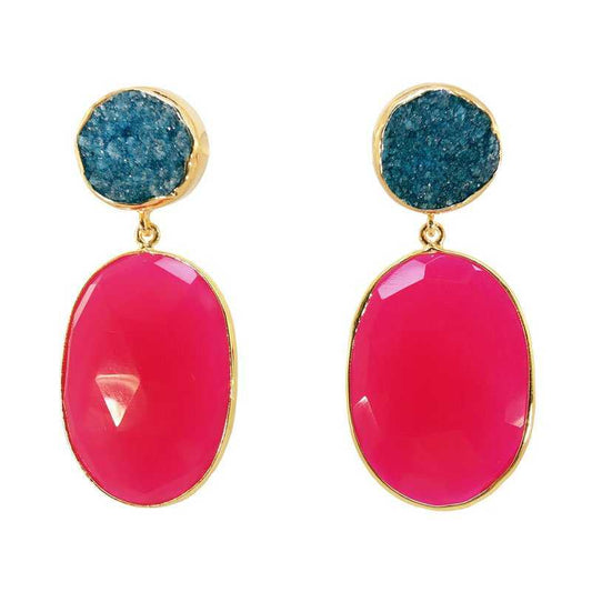 Pendientes Toulouse Turquesa y Fucsia
