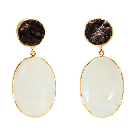 Pendientes Toulouse Negro y Piedra Lunar