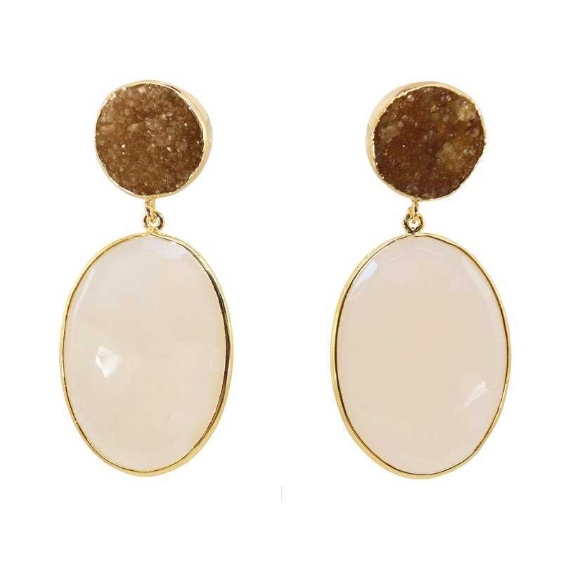 Pendientes Toulouse Marrón y Blanco Crema