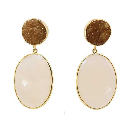 Pendientes Toulouse Marrón y Blanco Crema