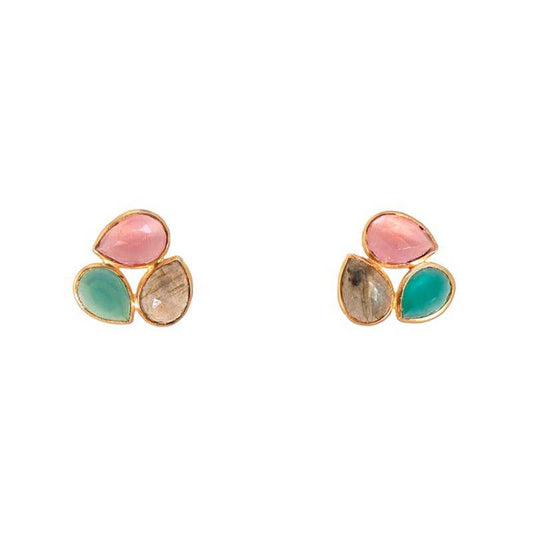 Pendientes Vega Rosa dark, Labradorita y Verde