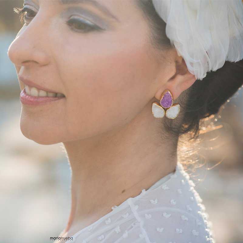 Pendientes Yoga Big Fucsia mo y Blanco