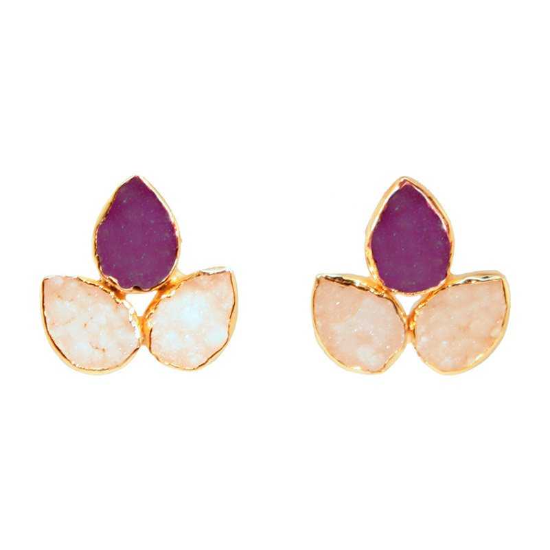 Pendientes Yoga Big Fucsia mo y Blanco