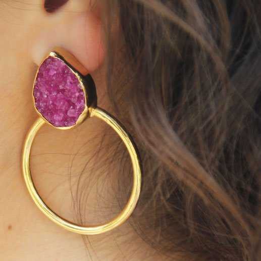 Pendientes Diwa Big Fucsia mo