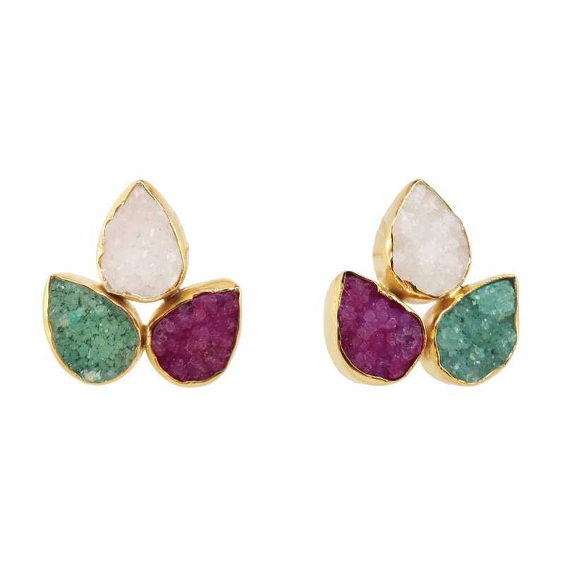 Pendientes Yoga Big Blanco. Verde y Fuscia