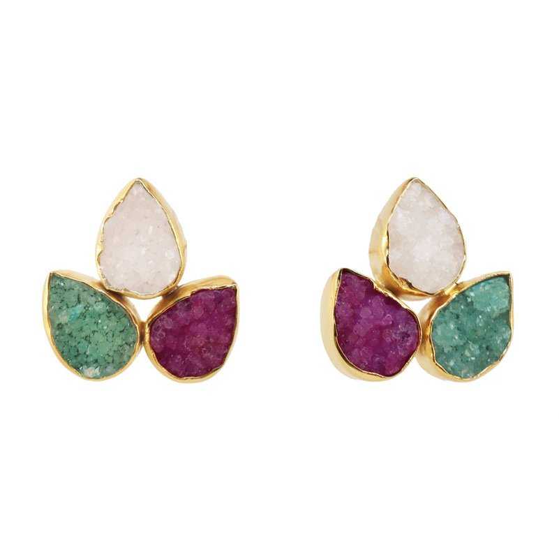 Pendientes Yoga Big Blanco, Verde y Fuscia