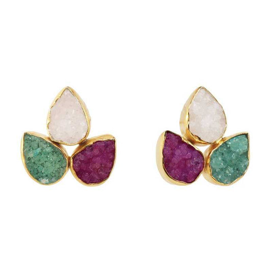 Pendientes Yoga Big Blanco, Verde y Fuscia