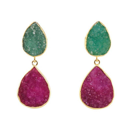 Pendientes Notredame Verde y Fucsia mo