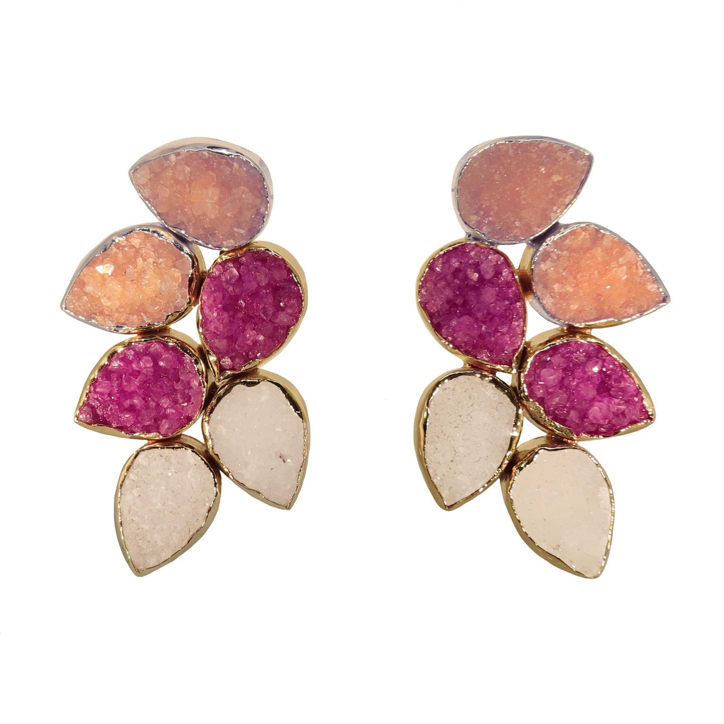 Pendientes Trópico Anaranjado, Fucsia y Blanco