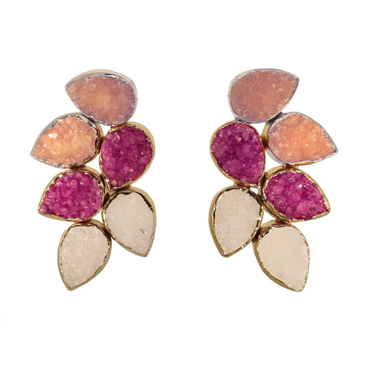 Pendientes Trópico Anaranjado. Fucsia y Blanco