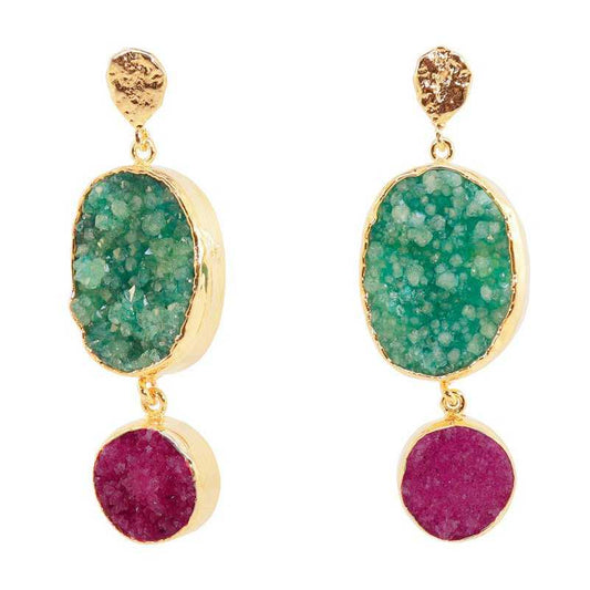 Pendientes Saphiro Verde y Fucsia mo