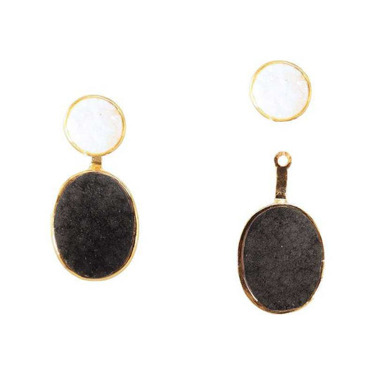 Pendientes Rupia Desmontable Blanco y Negro