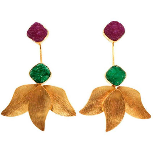Pendientes Rouse Drusa Fucsia y Verde