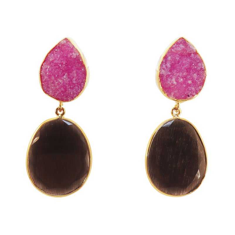 Pendientes Sabatini Fucsia y Negro