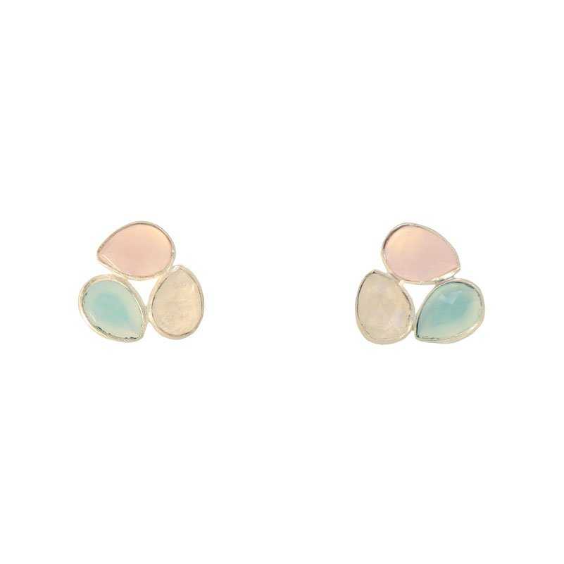 Pendientes Vega Plata Rosa claro, Lunar y Azul agua