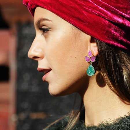 Pendientes Sauce Verde y Fucsia mo