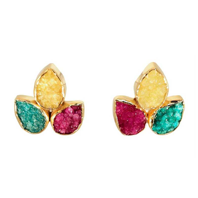Pendientes Yoga Big Amarillo. Fucsia y Verde
