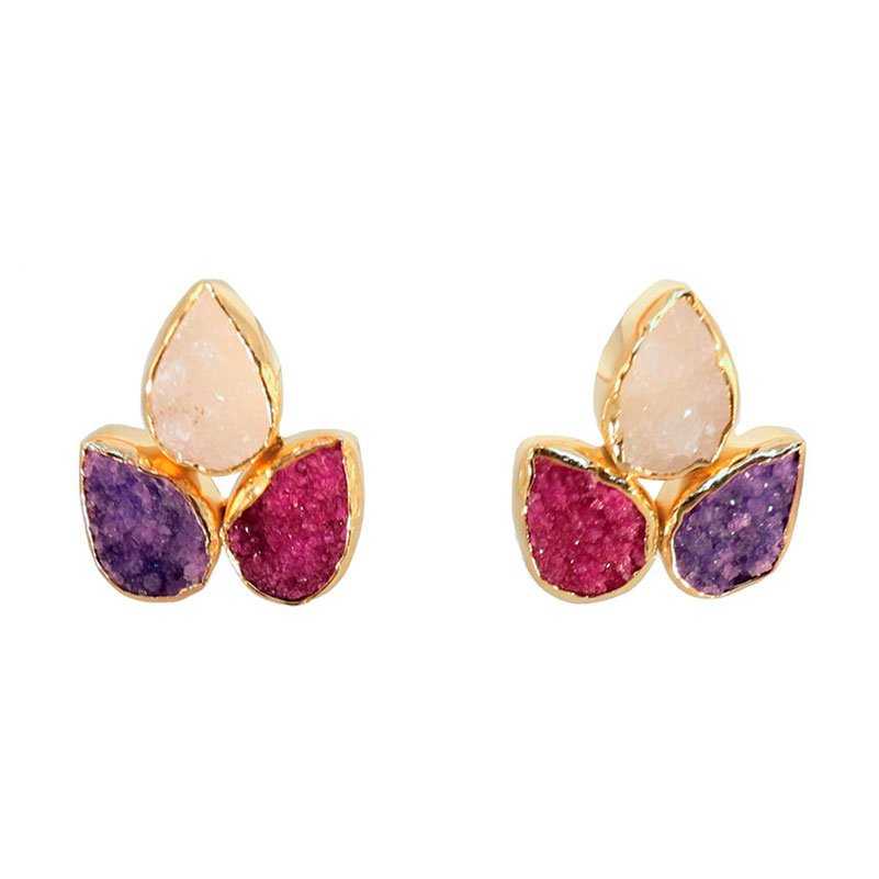 Pendientes Yoga Big Blanco, Morado y Fucsia