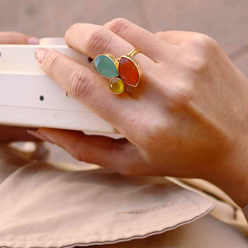 Anillo Greas Verde agua, Amarillo y Naranja
