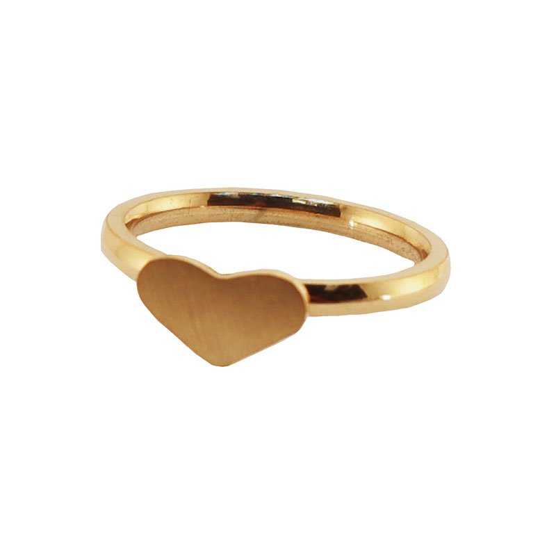 Anillo Minimal Corazón Mate Dorado Talla 14