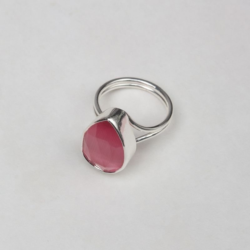 Anillo Caveto Pulida Plata Rosa dark