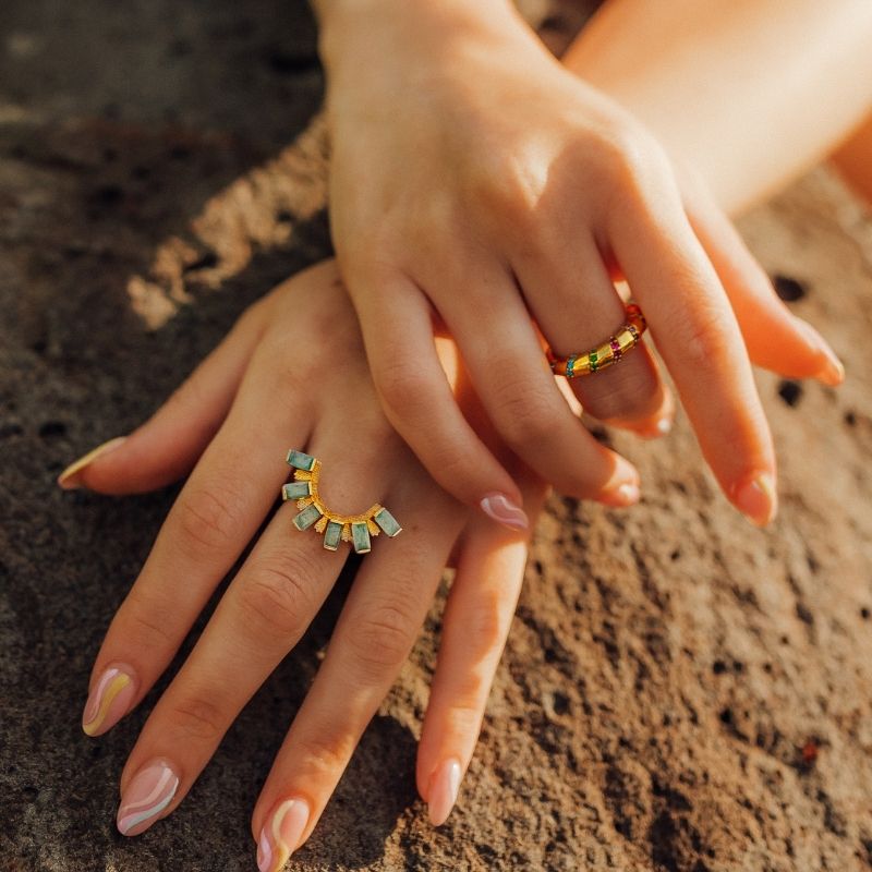 Anillo Dome Morado y Rosas