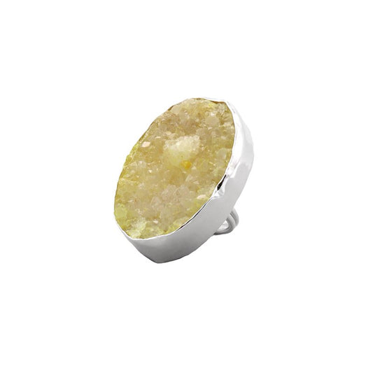 Anillo Galaxy Drusa Plata Amarillo
