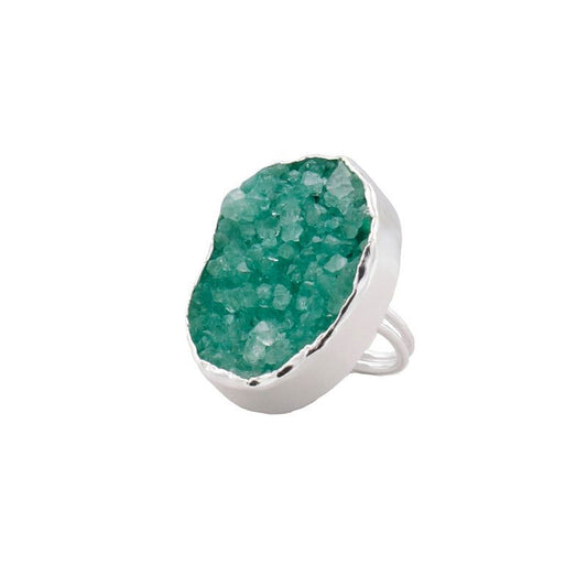 Anillo Galaxy Drusa Plata Verde