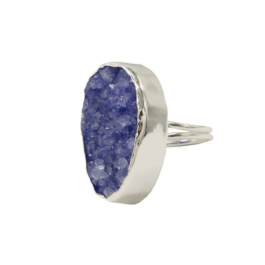 Anillo Galaxy Drusa Plata Azul