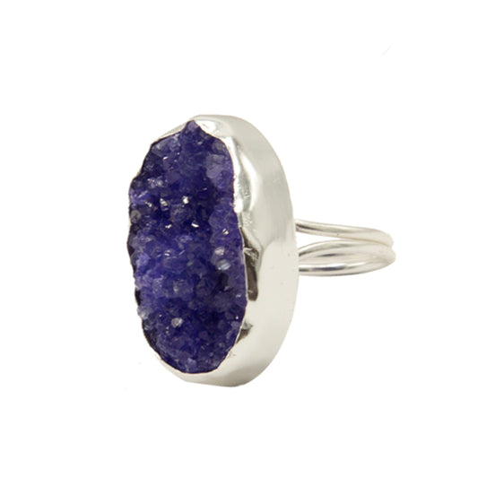 Anillo Galaxy Drusa Plata Morado
